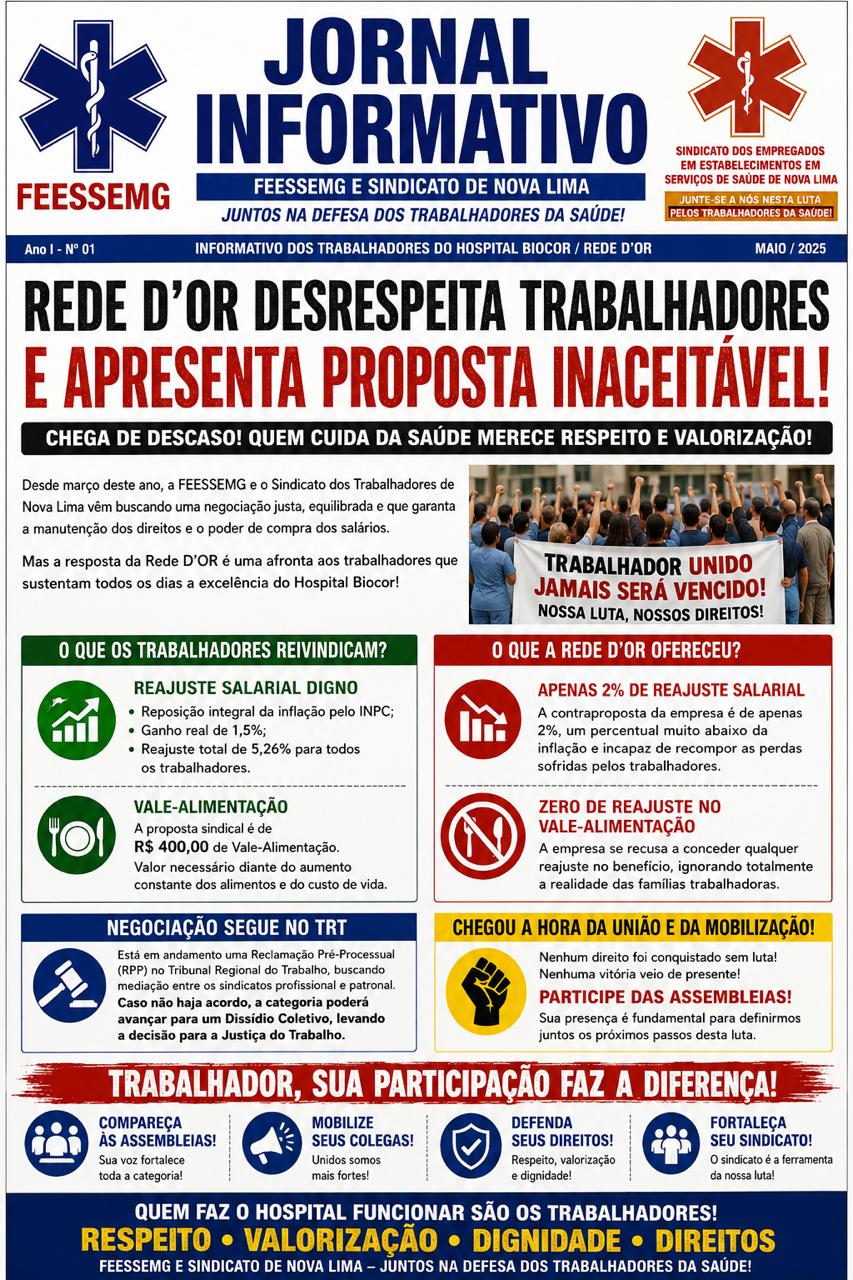 Jornal informativo da campanha salarial do Hospital Biocor